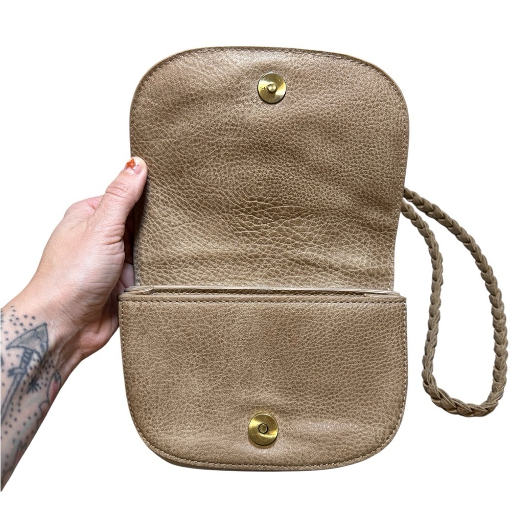 Anthropologie Mini Tan Crossbody Purse Braided Strap Small Shoulder Bag - Picture 2 of 14